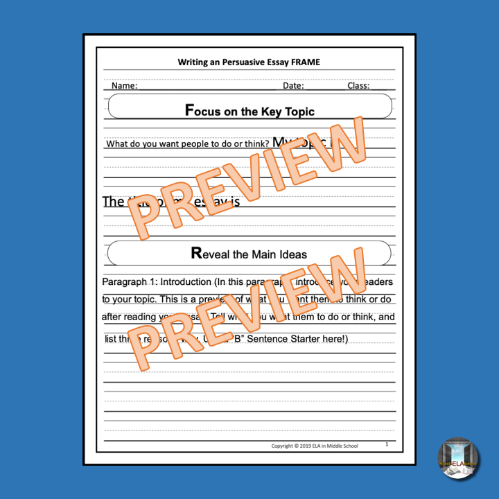 Writing with FRAMEs The Elementary Edition: The Persuasive Essay